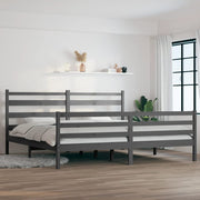 sengeramme 200x200 cm massivt fyrretræ grå