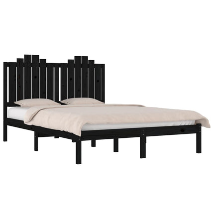 sengeramme 140x190 cm massivt fyrretræ sort