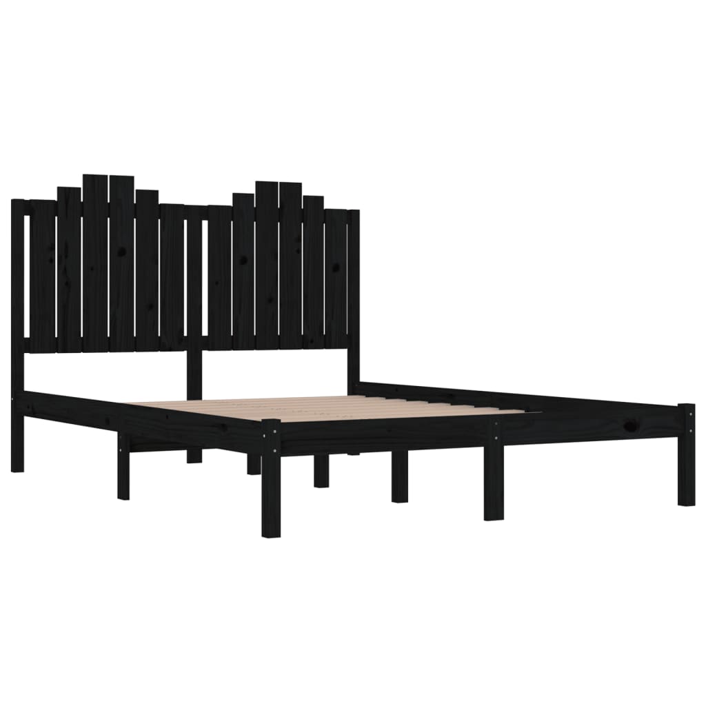 sengeramme 200x200 cm massivt fyrretræ sort