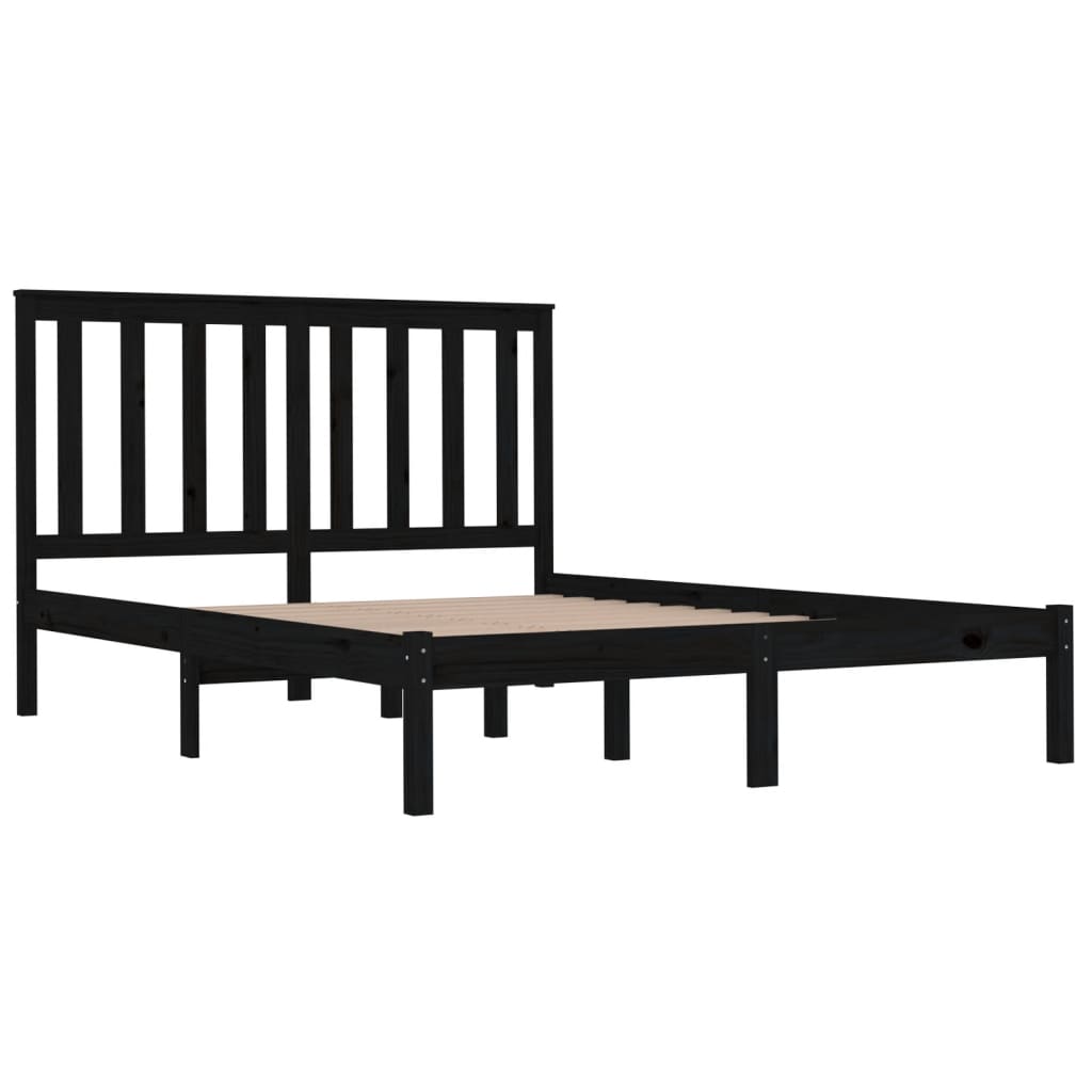 sengeramme 140x190 cm massivt fyrretræ sort