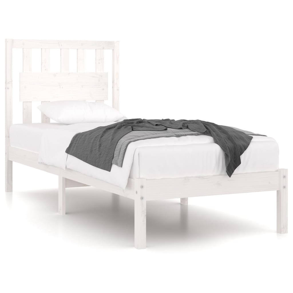 sengeramme 90x190 cm Single massivt fyrretræ hvid