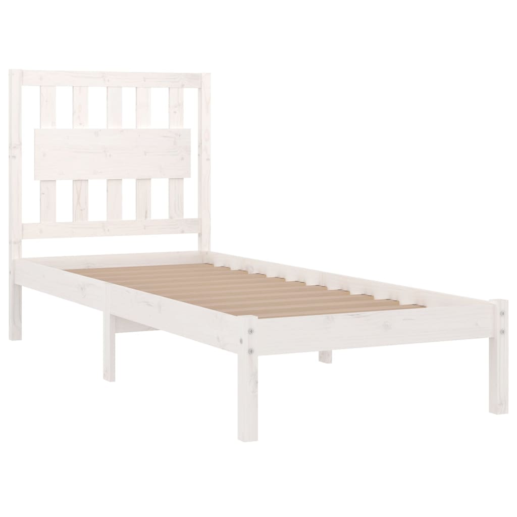 sengeramme 90x190 cm Single massivt fyrretræ hvid