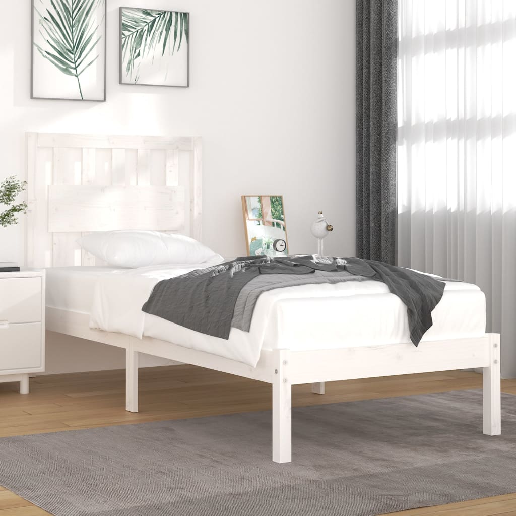 sengeramme 90x190 cm Single massivt fyrretræ hvid