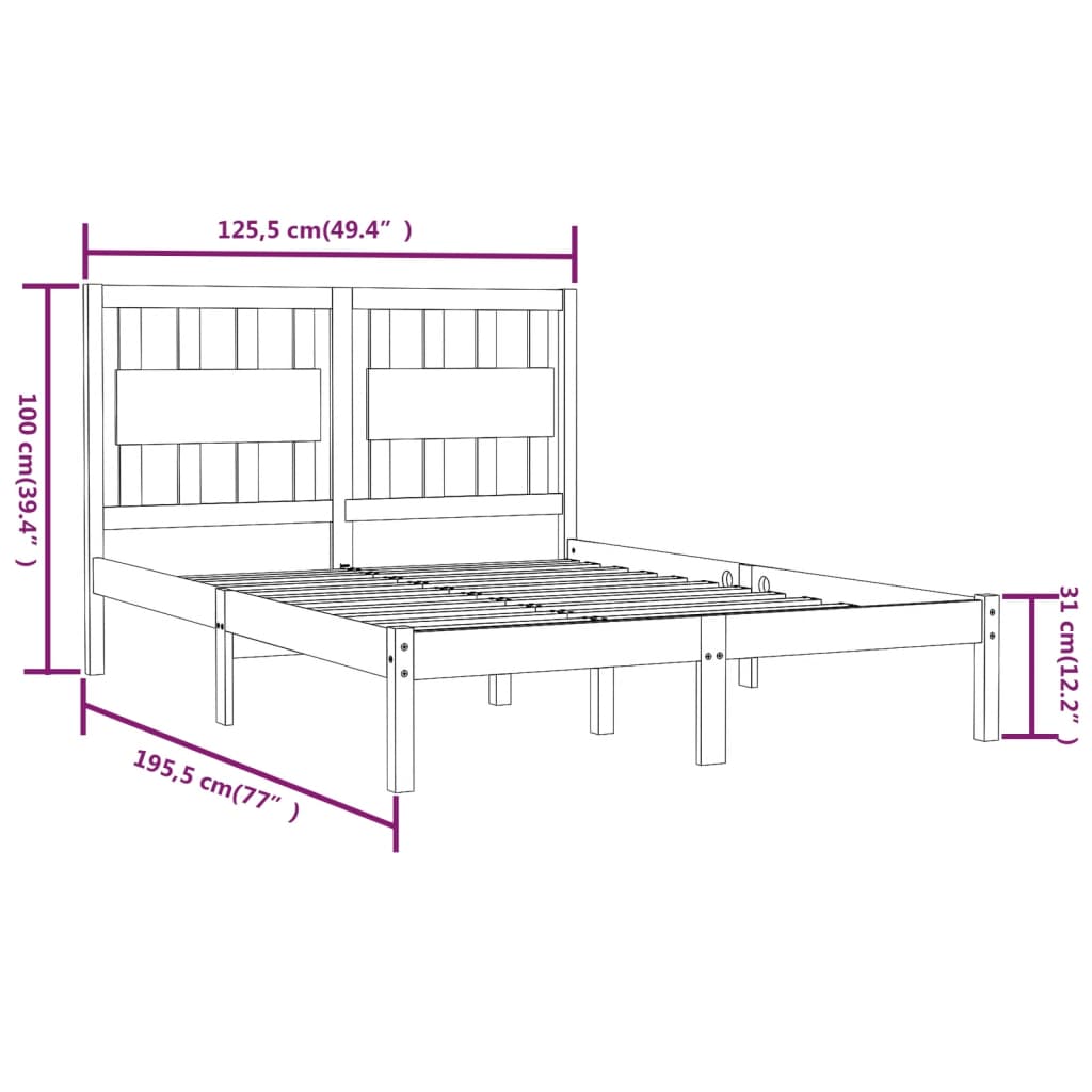 sengeramme 120x190 cm massivt fyrretræ