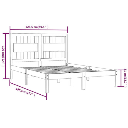 sengestel 120x190 cm Small Double massivt fyrretræ hvid