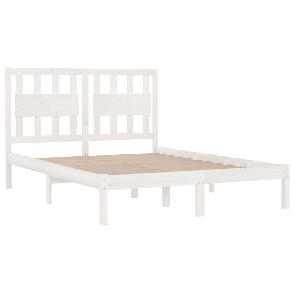 sengestel 135x190 cm Double massivt fyrretræ hvid