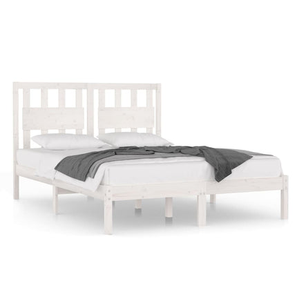 sengeramme 140x190 cm massivt fyrretræ hvid