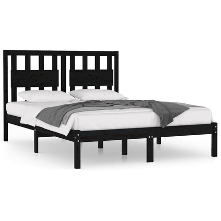 sengeramme 140x190 cm massivt fyrretræ sort