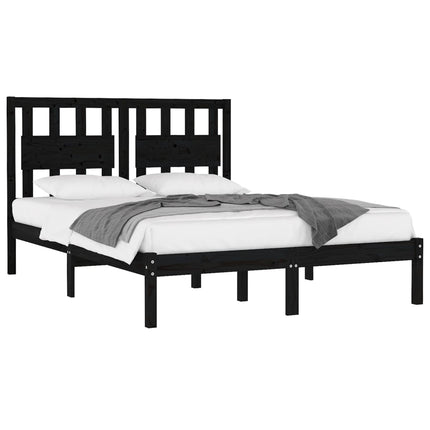 sengeramme 140x190 cm massivt fyrretræ sort