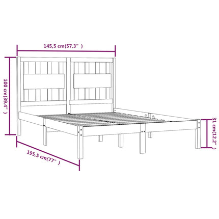 sengeramme 140x190 cm massivt fyrretræ sort