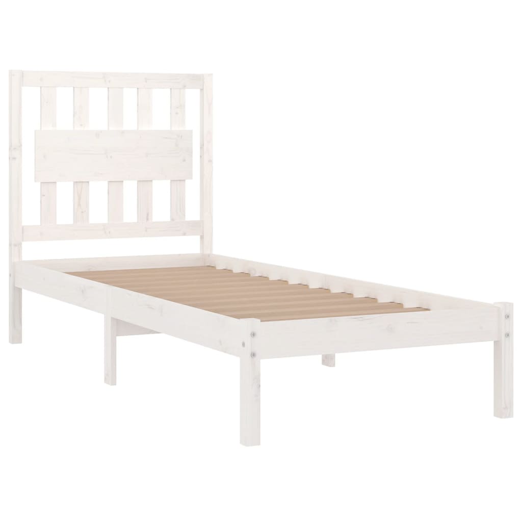 sengeramme 90x200 cm massivt fyrretræ hvid