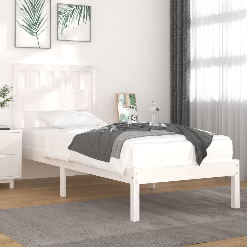sengeramme 90x200 cm massivt fyrretræ hvid
