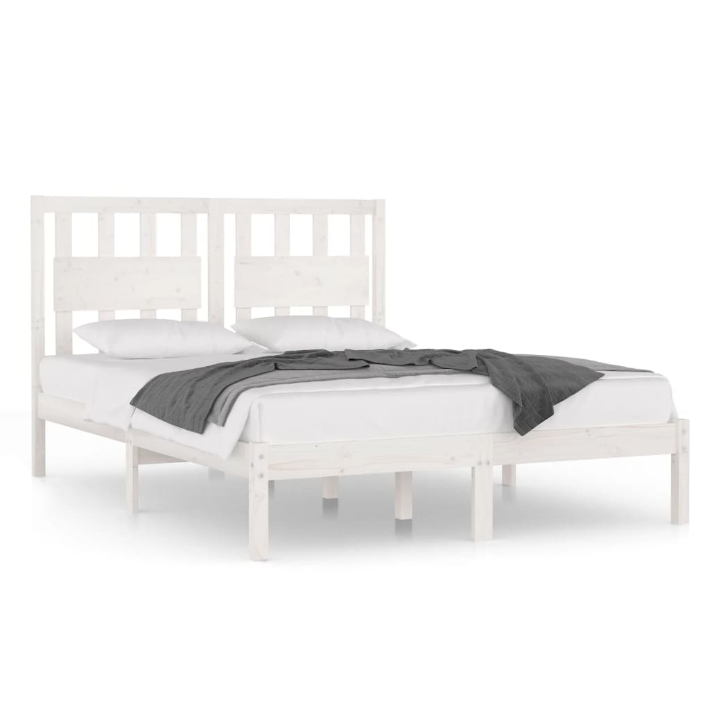 sengeramme 120x200 cm massivt fyrretræ hvid