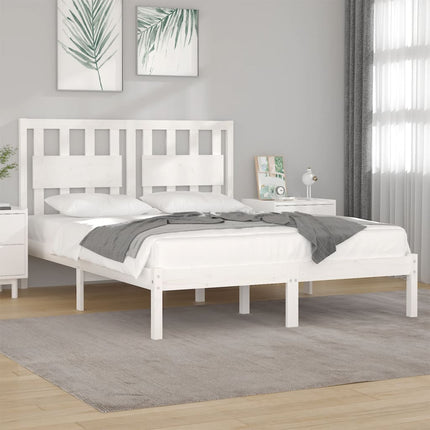 sengeramme 120x200 cm massivt fyrretræ hvid