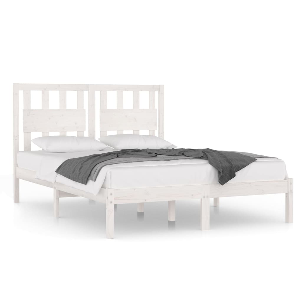 sengeramme 140x200 cm massivt fyrretræ hvid
