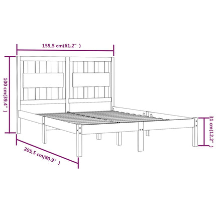 sengeramme 150x200 cm massivt fyrretræ