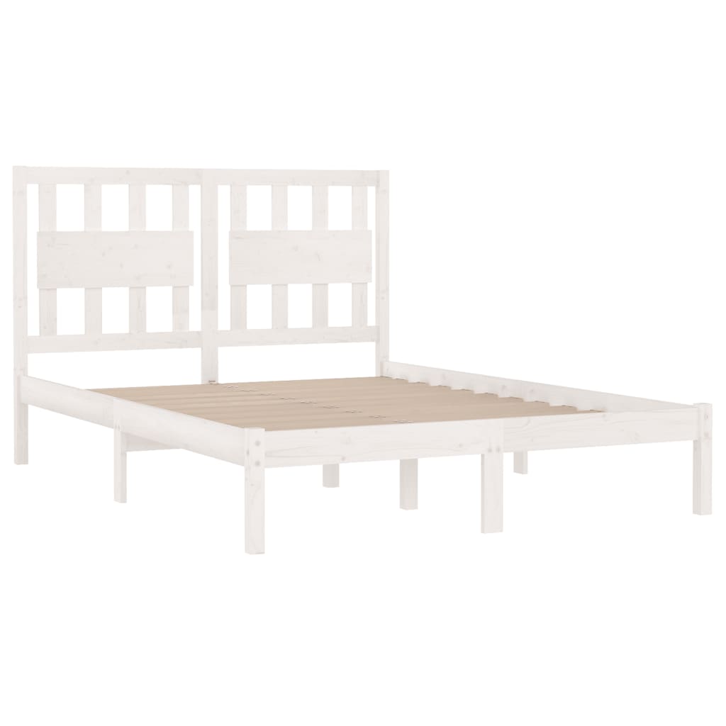 sengeramme 150x200 cm King Size massivt fyrretræ hvid