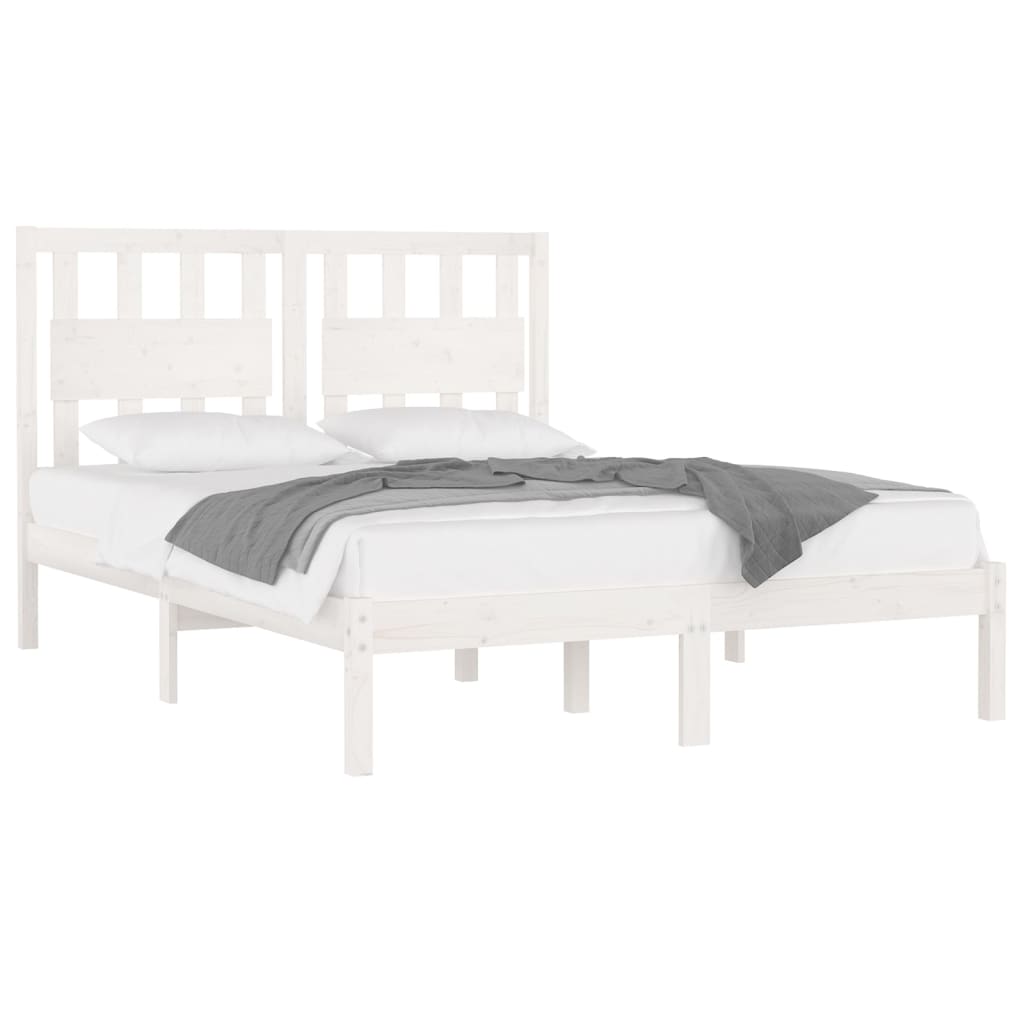 sengeramme 160x200 cm massivt fyrretræ hvid