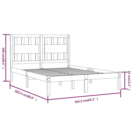 sengeramme 160x200 cm massivt fyrretræ hvid