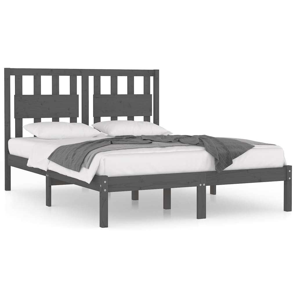 sengeramme 200x200 cm massivt fyrretræ grå