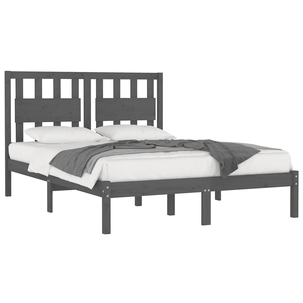 sengeramme 200x200 cm massivt fyrretræ grå
