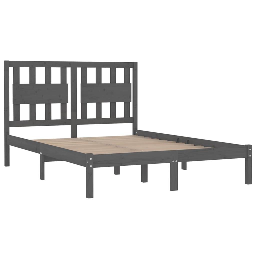 sengeramme 200x200 cm massivt fyrretræ grå