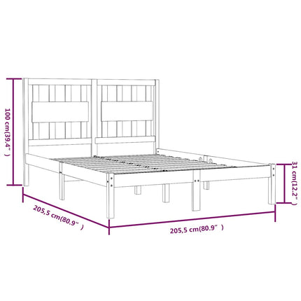 sengeramme 200x200 cm massivt fyrretræ sort