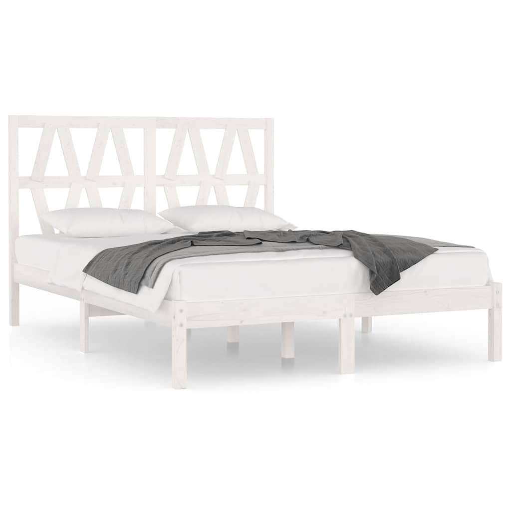 sengeramme 120x200 cm massivt fyrretræ hvid