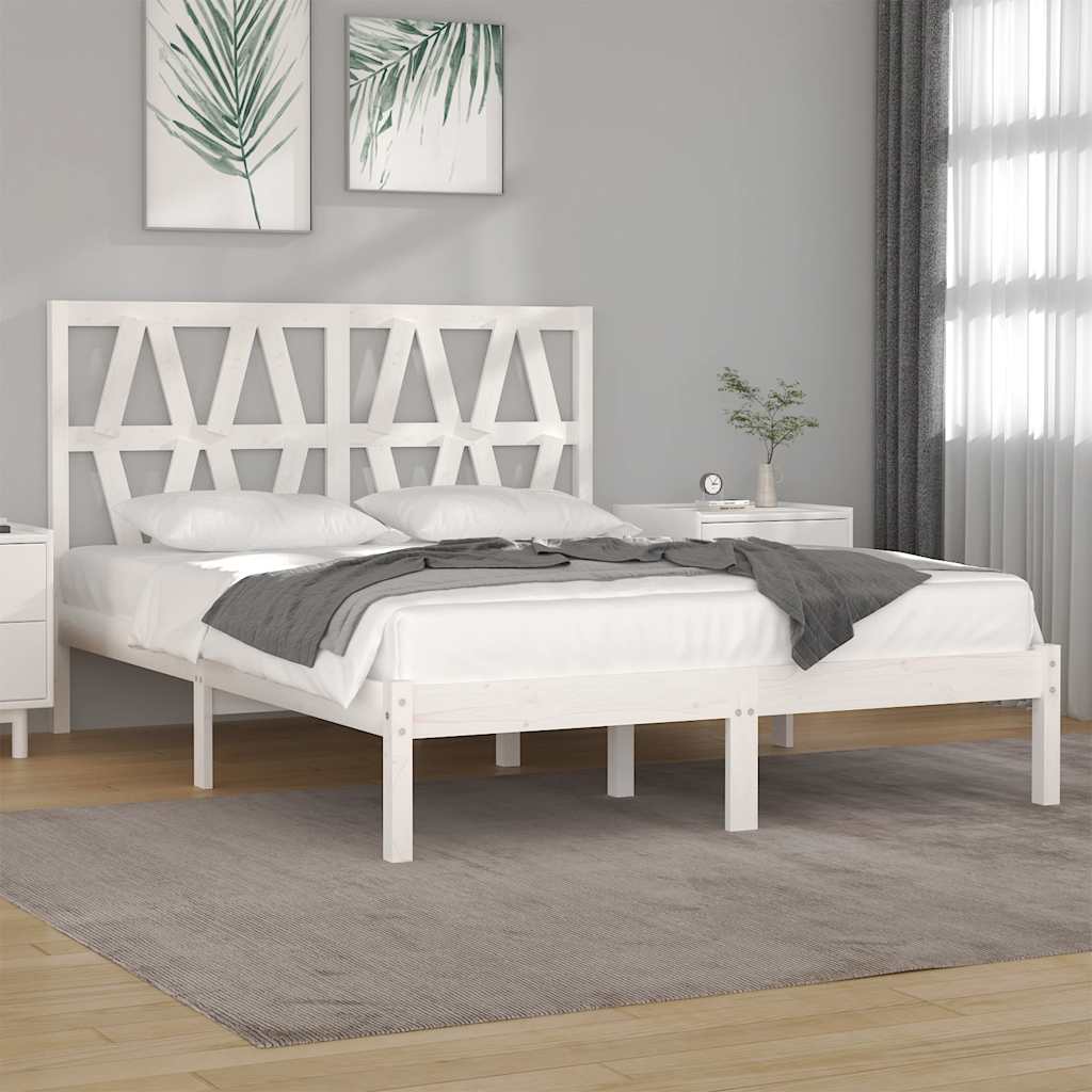 sengeramme 120x200 cm massivt fyrretræ hvid