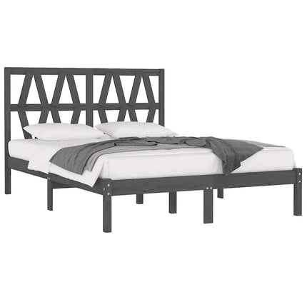 sengeramme 200x200 cm massivt fyrretræ grå