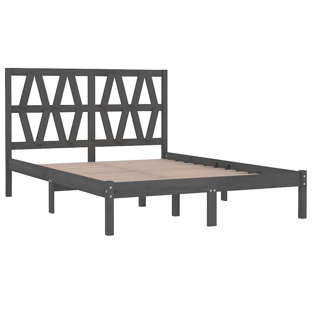 sengeramme 200x200 cm massivt fyrretræ grå