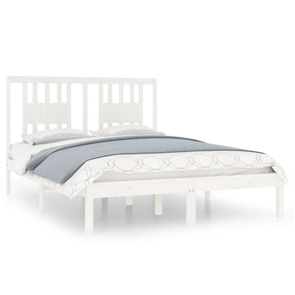 sengeramme 140x190 cm massivt fyrretræ hvid