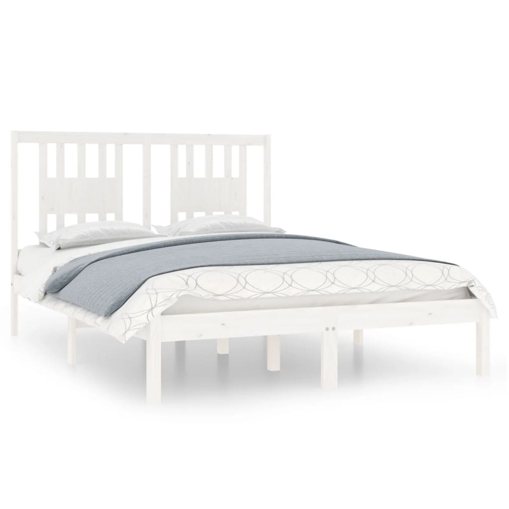 sengeramme 140x190 cm massivt fyrretræ hvid