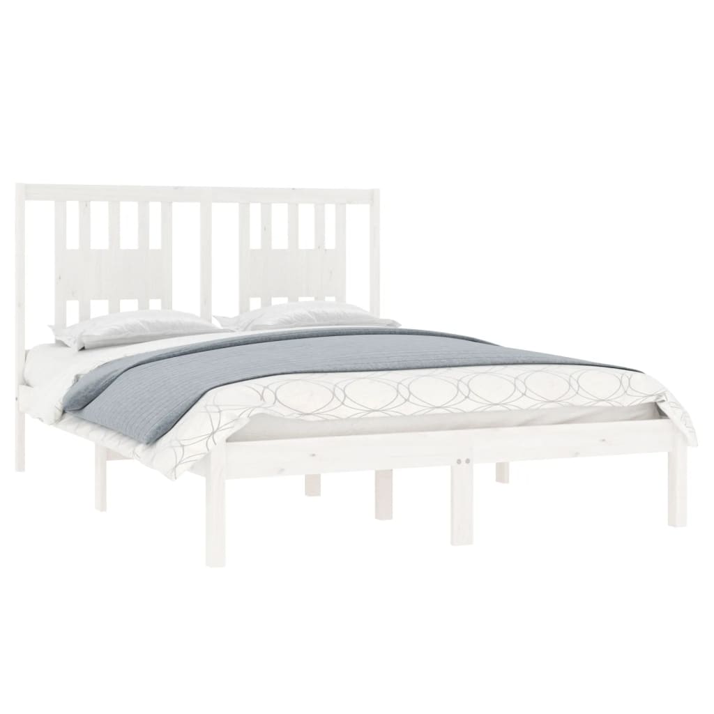 sengeramme 140x190 cm massivt fyrretræ hvid