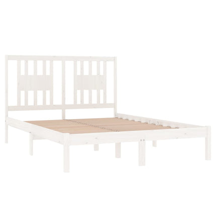 sengeramme 140x190 cm massivt fyrretræ hvid