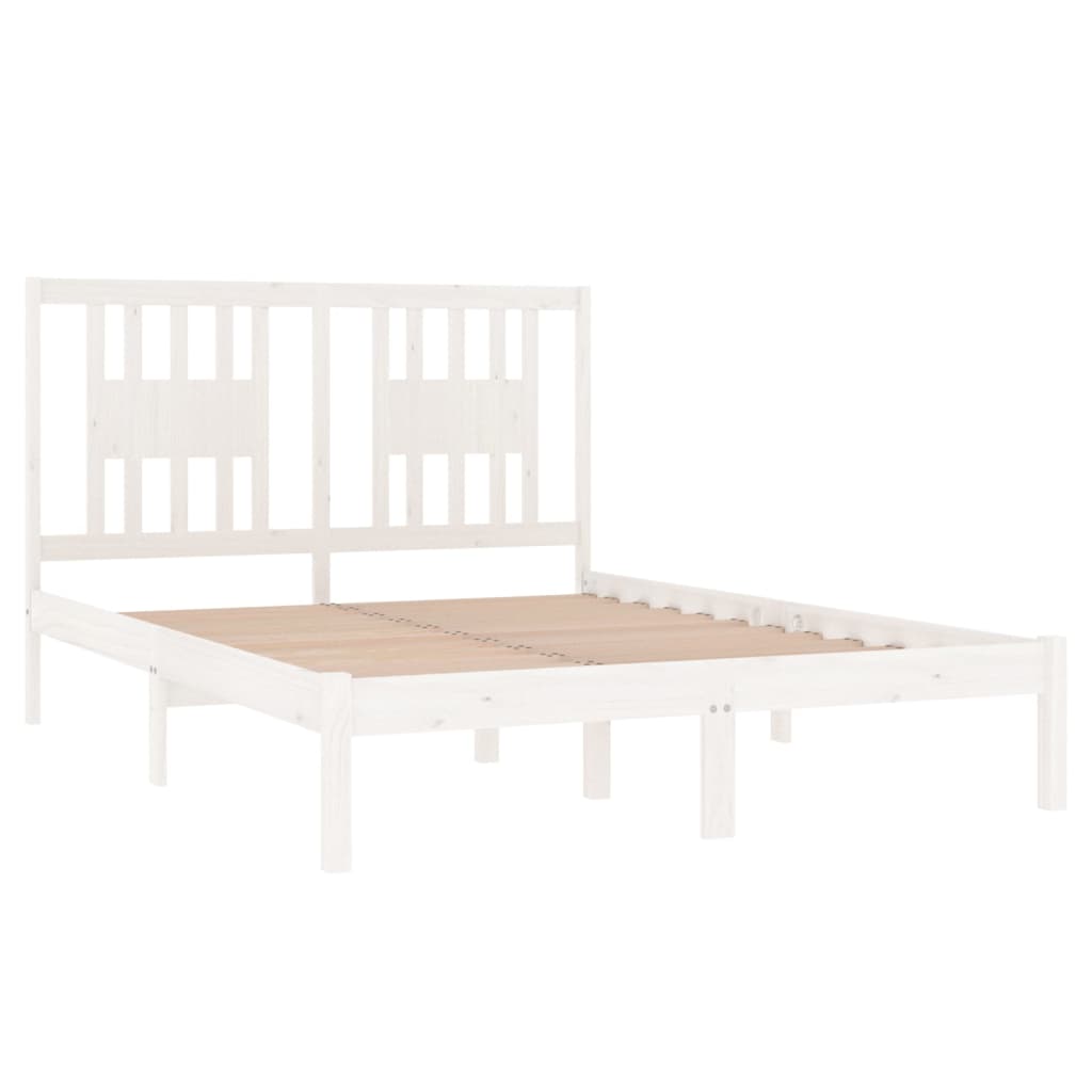 sengeramme 140x190 cm massivt fyrretræ hvid