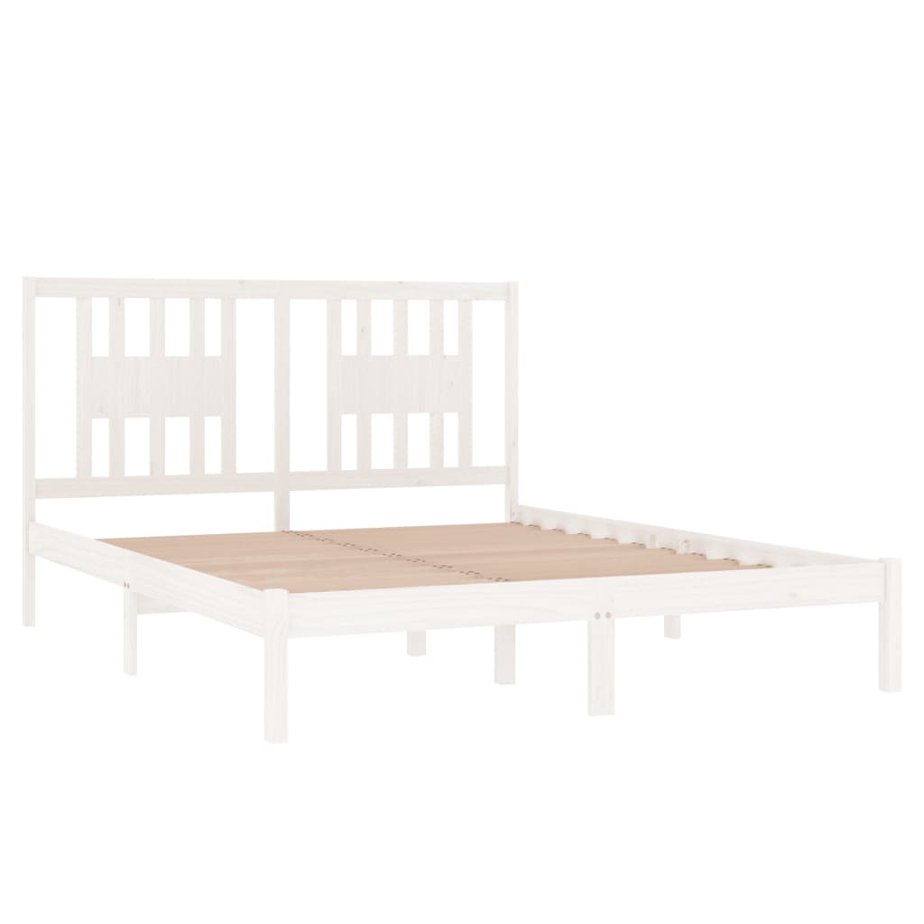 sengeramme 140x200 cm massivt fyrretræ hvid