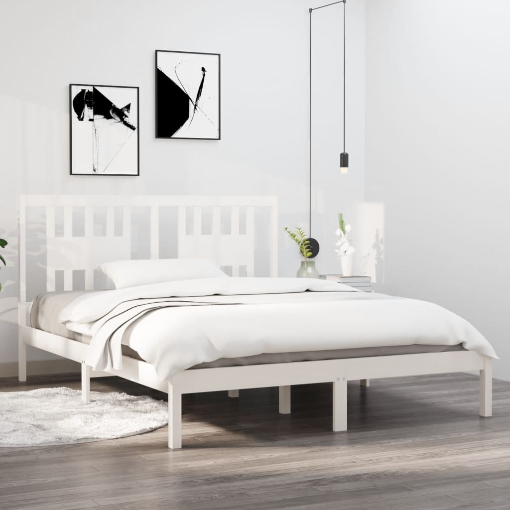 sengeramme 140x200 cm massivt fyrretræ hvid