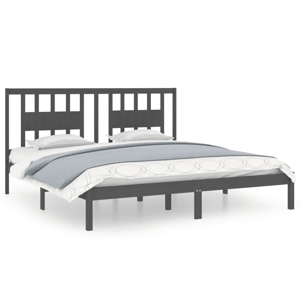 sengeramme 200x200 cm massivt fyrretræ grå