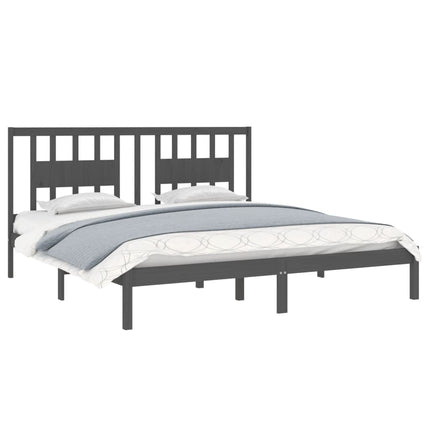 sengeramme 200x200 cm massivt fyrretræ grå