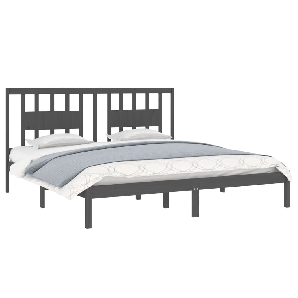 sengeramme 200x200 cm massivt fyrretræ grå