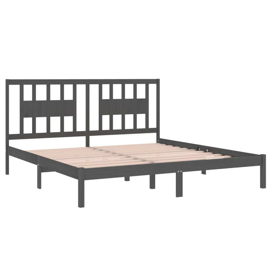 sengeramme 200x200 cm massivt fyrretræ grå