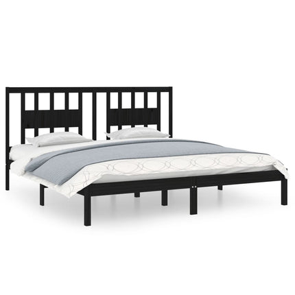 sengeramme 200x200 cm massivt fyrretræ sort