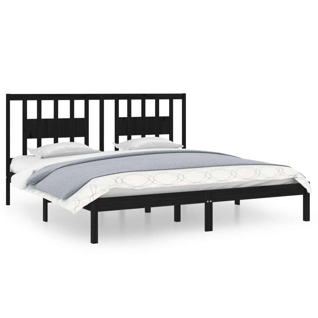 sengeramme 200x200 cm massivt fyrretræ sort