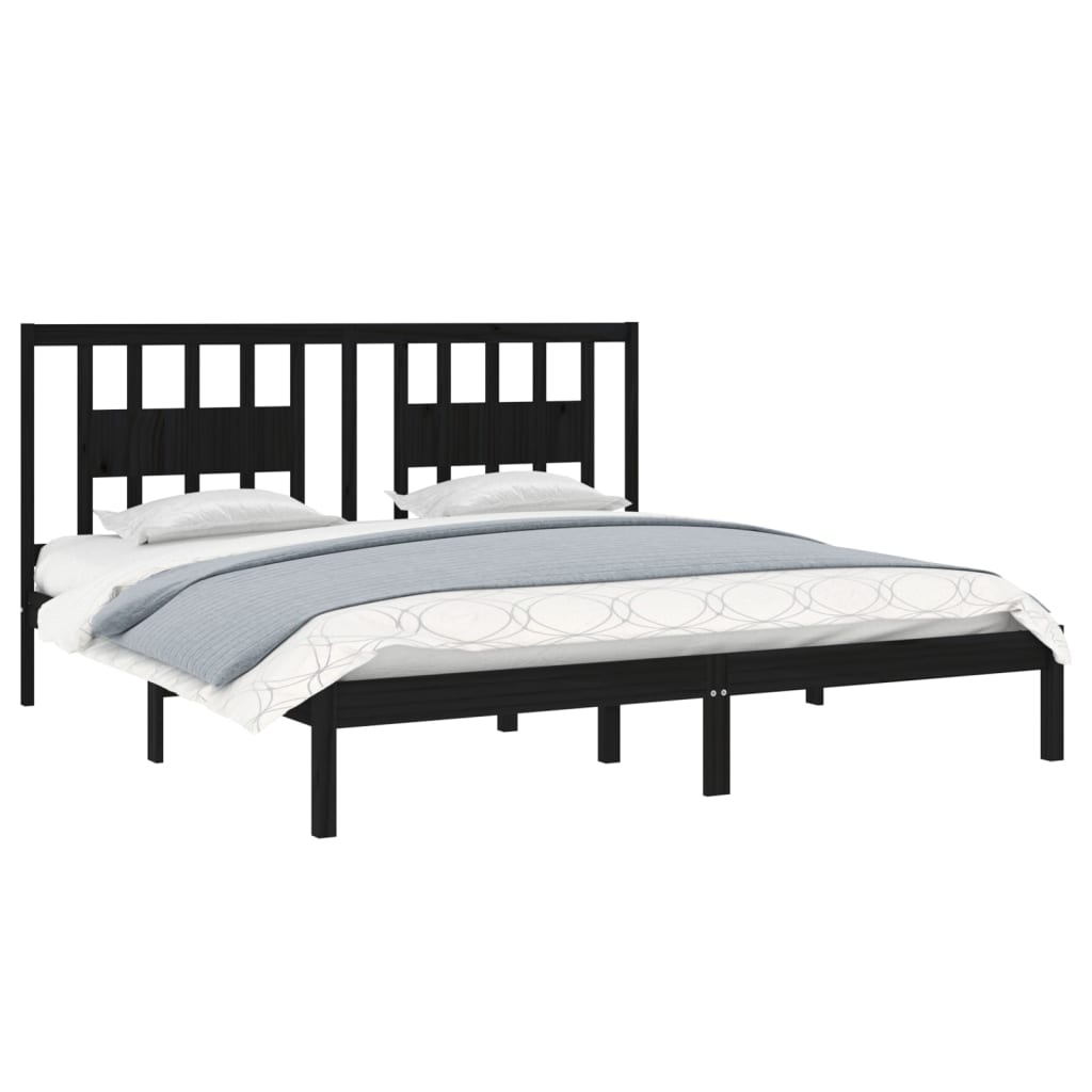 sengeramme 200x200 cm massivt fyrretræ sort