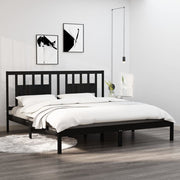 sengeramme 200x200 cm massivt fyrretræ sort