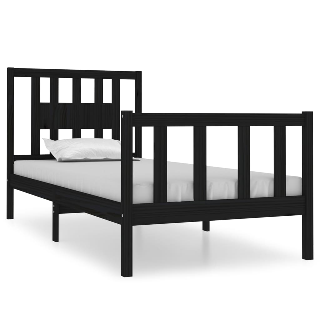 sengeramme 75x190 cm Small Single massivt træ sort