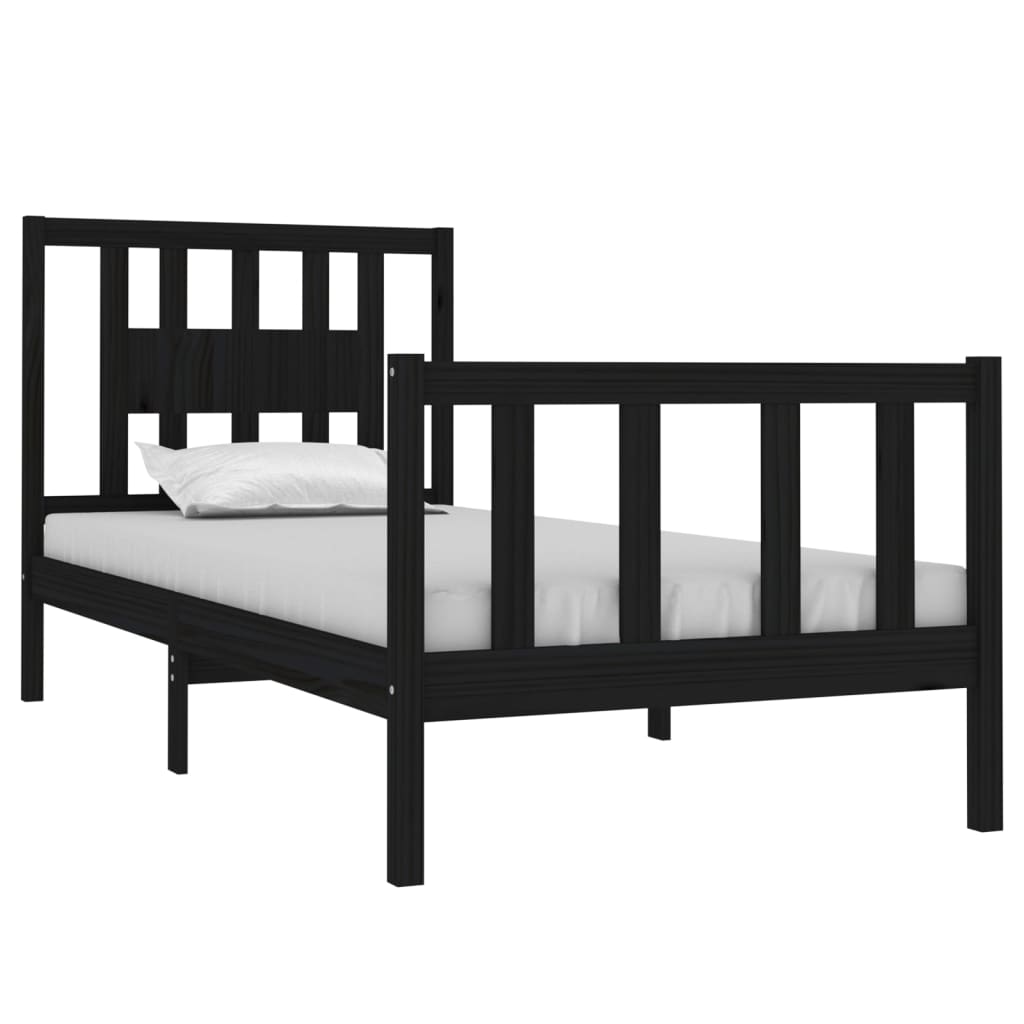 sengeramme 75x190 cm Small Single massivt træ sort