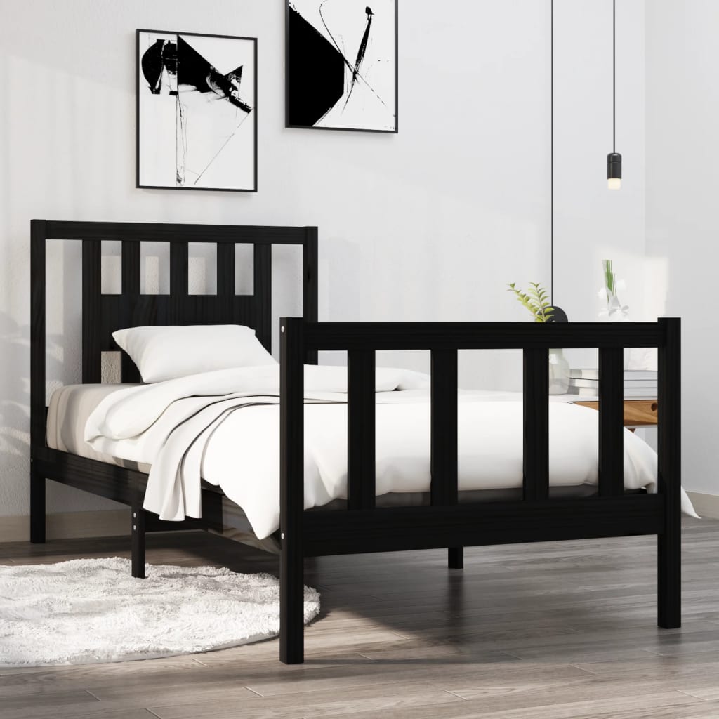 sengeramme 75x190 cm Small Single massivt træ sort