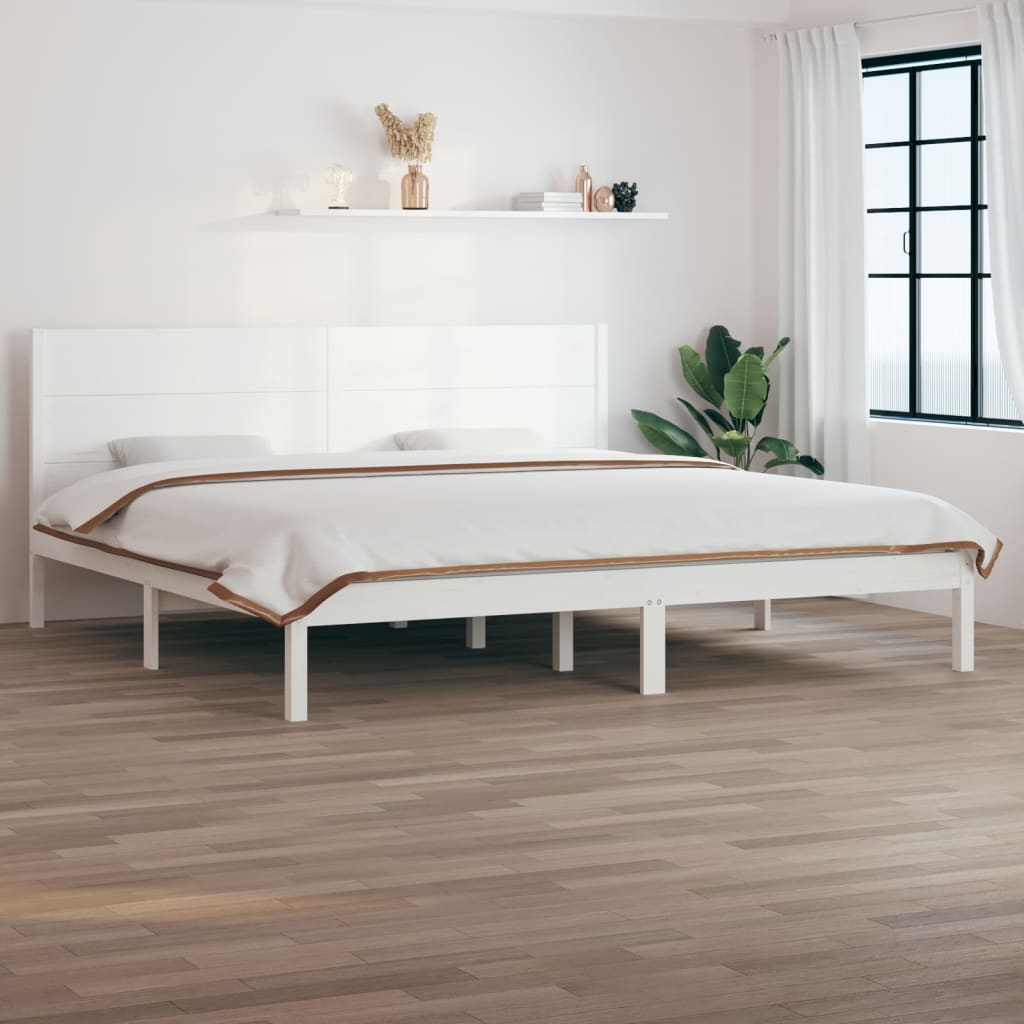 sengeramme uden madras 200x200 cm massivt fyrretræ hvid